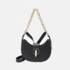 Women's Leather Saddle Hobo Shoulder Bags with Chains