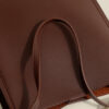 Women's Faux Leather Square Tote Bag with Shoulder Strap