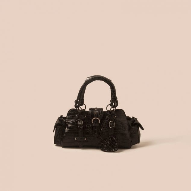 Damen Krokodil Print Schnalle Nieten Top Handle Taschen