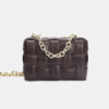 Women's Metal Chains Leather Woven Crossbody Bags