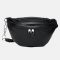 Sacs bananes en cuir véritable de grande taille pour femmes en grain de litchi noir