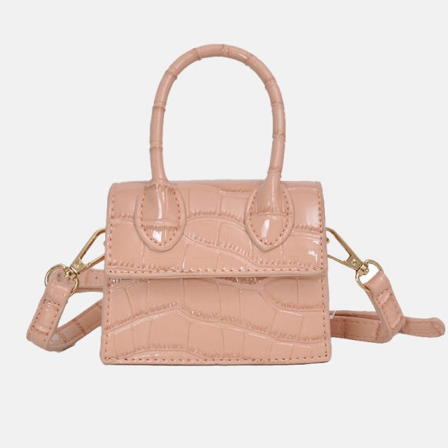Women's Mini Croc Print Top Handle Bags with Shoulder Strap