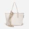 Women's Striped Vegan Tote Bags with Letter Strap