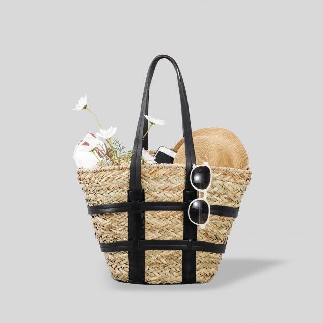 Women's Strap Trimmed Woven Travel Tote