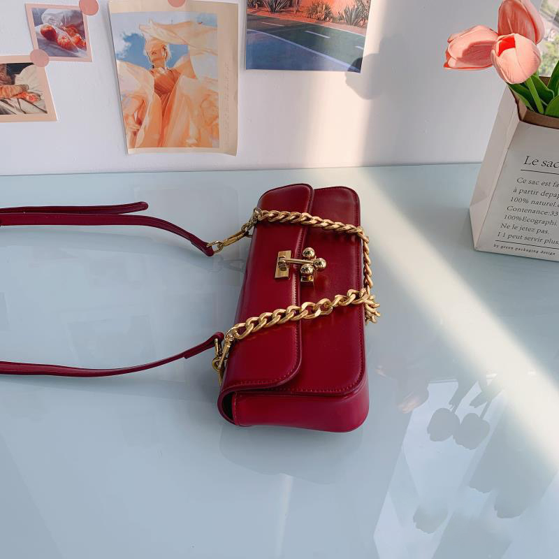 Women's Minimal Chains Baguette Bags in Vegan Leather - ROMY TISA