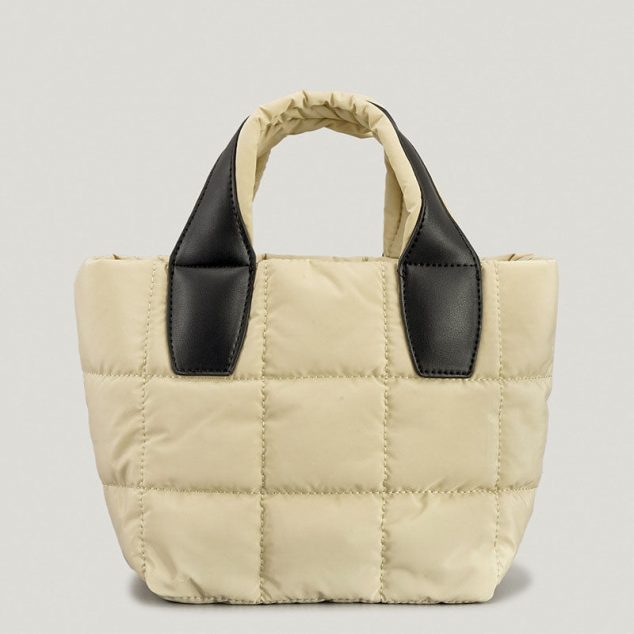 Women's Quilted Puffer Dual Handle Tote Bags with Shoulder Strap - ROMY TISA