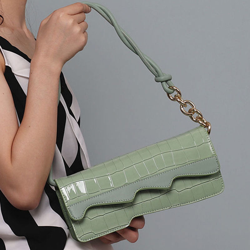 Women's Croc Embossed Waves Baguette Bags