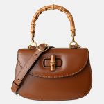 Women's Bamboo Top Handle Flap Genuine Leather Bags