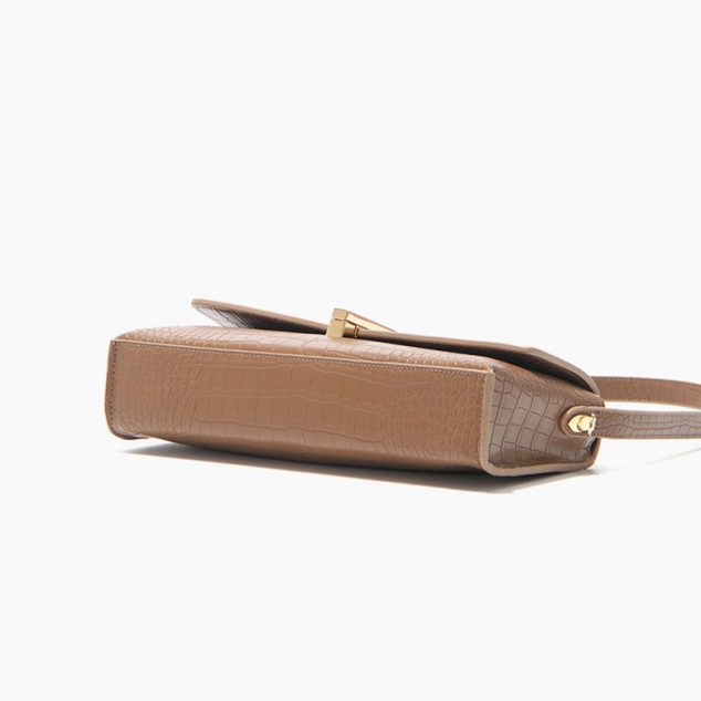 Women's Croc Mini Baguette Bags in Brown Vegan Leather