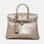 Damen Glattes Croc Print Echtes Leder Top Handle Taschen