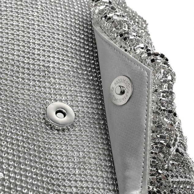 Silberne Damen Umschlag Abendtaschen mit Fransen mit Strasssteinen