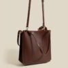 Women's Faux Leather Square Tote Bag with Shoulder Strap