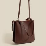 Sac fourre-tout carré en faux cuir avec bandoulière pour femmes