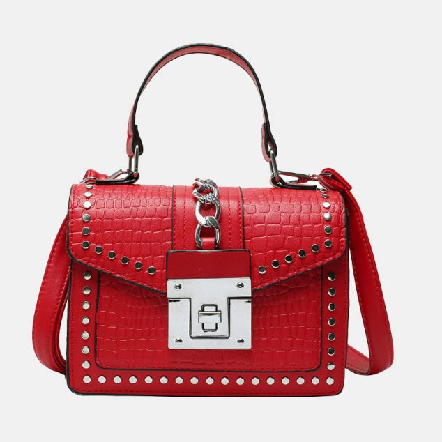 Women's Studs Croc Embossed Messenger Bags