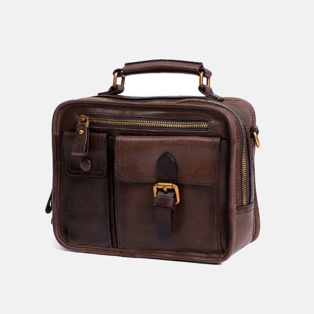 Women's Small Vintage Genuine Leather Briefcase Shoulder Bags