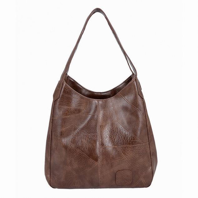 Women's Stitching Vintage Hobo Tote Bags in Soft Vegan Leather - ROMY TISA