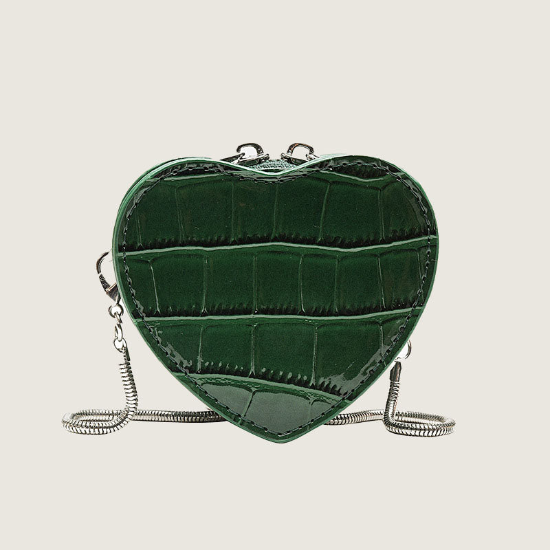 Mini porte-monnaie en forme de cœur gaufré en crocodile pour femmes