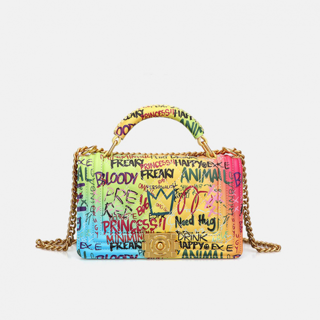 Women's Graffiti Quilted Top Handle Crossbody Bags