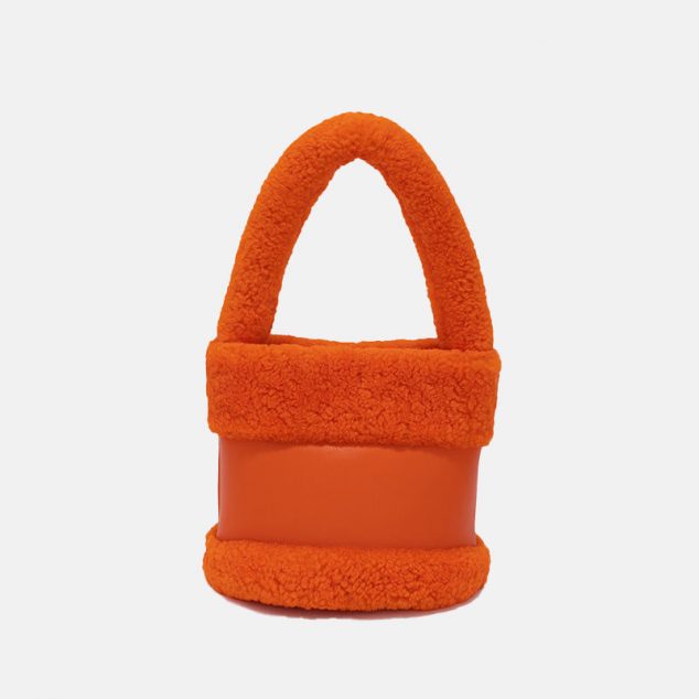 Women's Furry Genuine Lambskin Mini Bucket Bags
