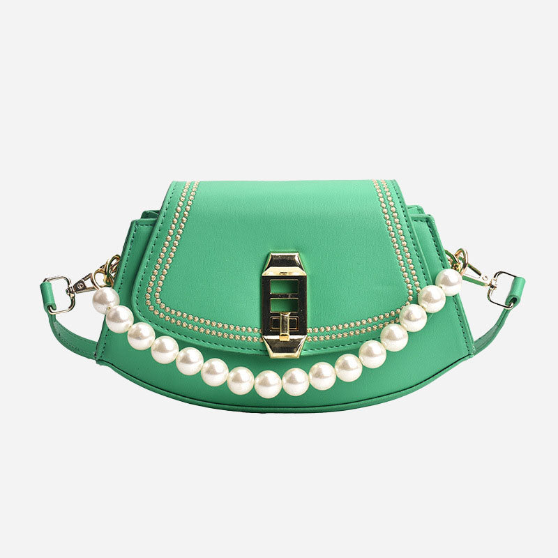 Women's Pearls Flap Vegan Shoulder Bags