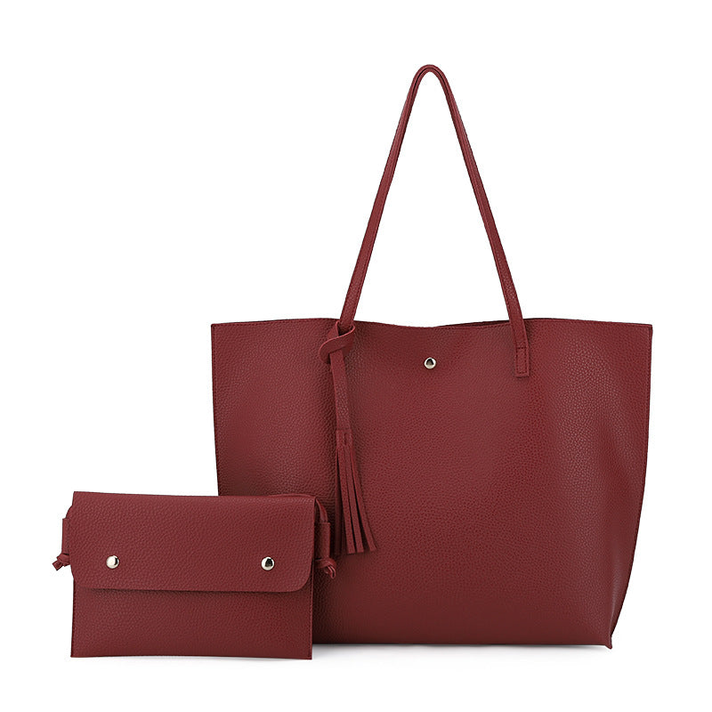 Women's Vegan Leather Tote Bags with Mini Purse