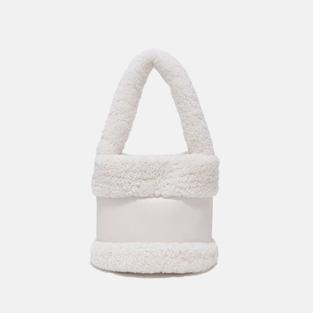 Women's Furry Genuine Lambskin Mini Bucket Bags