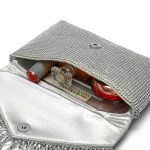 Silberne Damen Umschlag Abendtaschen mit Fransen mit Strasssteinen