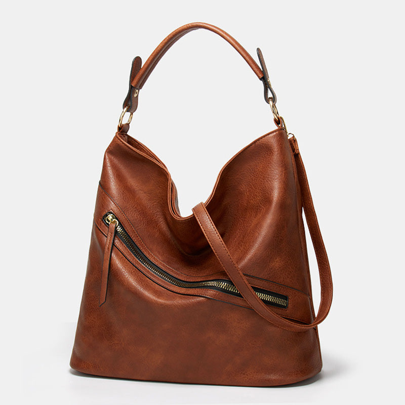 Women's Vintage Vegan Leather Hobo Bags Shoulder Bags with Zipper