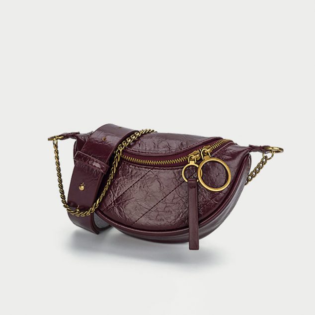 Women's Chains Wrinkled Vegan Fanny Packs Crossbody Waist Packs