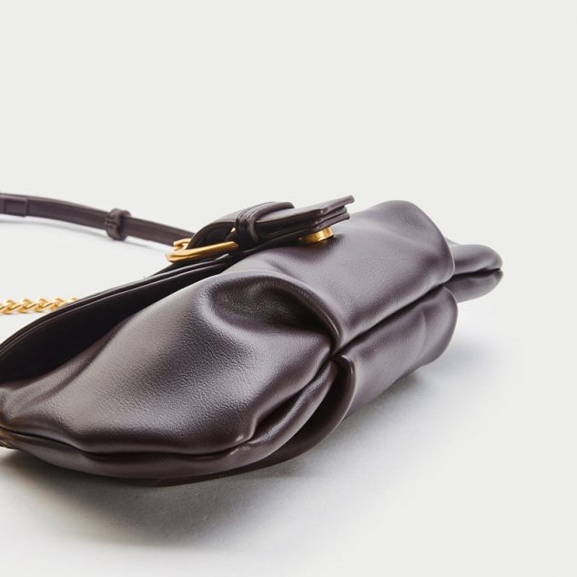 Women's Chains Vegan Leather Baguette Bags in Coffee