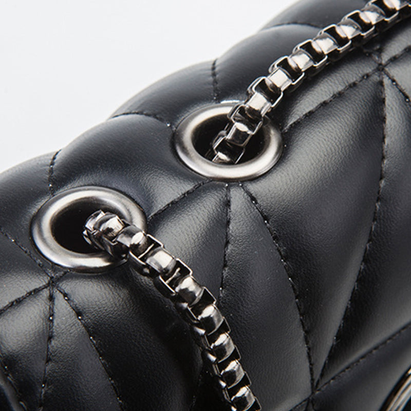 Women's Black Quilted Crossbody Bag in Vegan Leather
