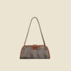 Women's Brown Houndstooth Baguette Bags with Buckle