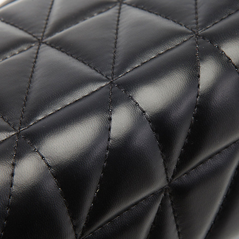Women's Black Quilted Crossbody Bag in Vegan Leather