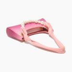 Women's Blush Croc Print Baguette Bags with Pearls