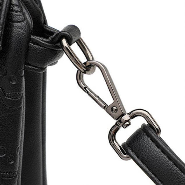 Women's Black Skulls Envelope Clutch Bag with Shoulder Strap