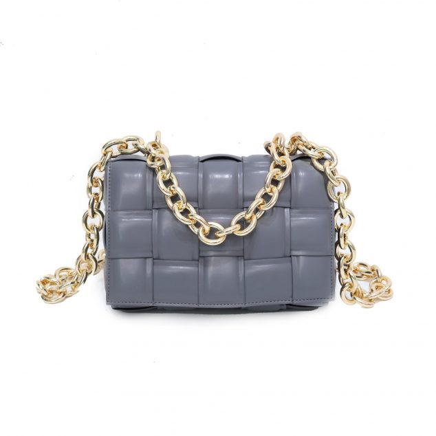 Women's Metal Chains Leather Woven Crossbody Bags