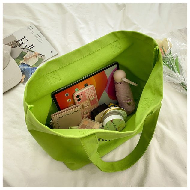 Women's Letter Print Canvas Shopping Tote