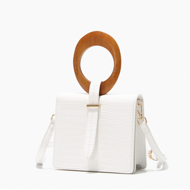 Women's Small Alligator Print Handbags with Wooden Top Handle