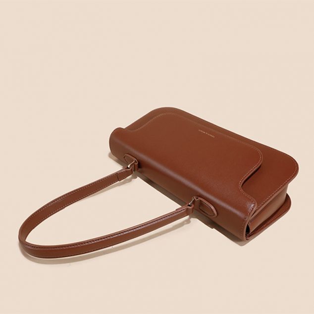 Women's Minimal Genuine Leather Flap Baguette Bags - ROMY TISA