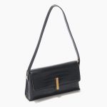 Damen Croc Mini Baguette Taschen aus schwarzem Veganleder