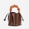 Women's Genuine Leather Bucket Bags with Drawstring Bag inside