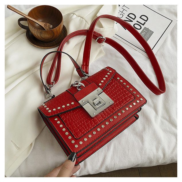 Women's Studs Croc Embossed Messenger Bags