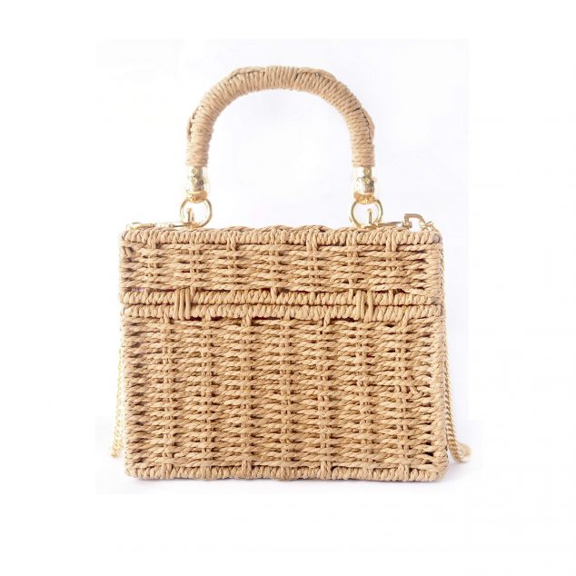 Women's Handmade Straw Woven Beach Top Handle Bucket Bags