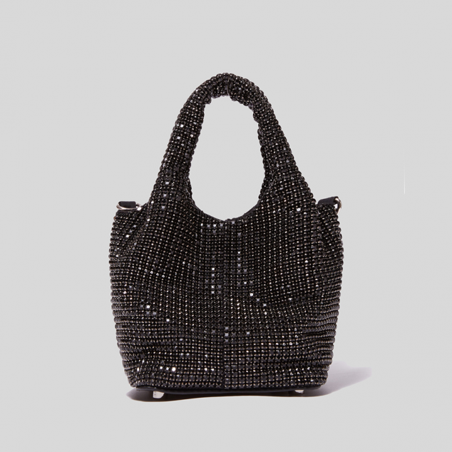 Women's Small Rhinestones Evening Bucket Bags with Chains