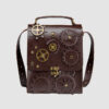 Women's Steampunk Messenger Bag in Brown Vegan Leather