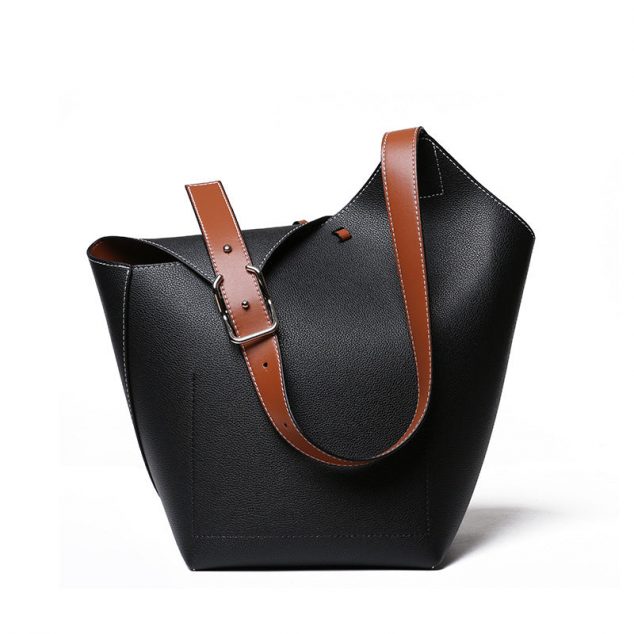 Women's Asymmetry Genuine Leather Bucket Bags