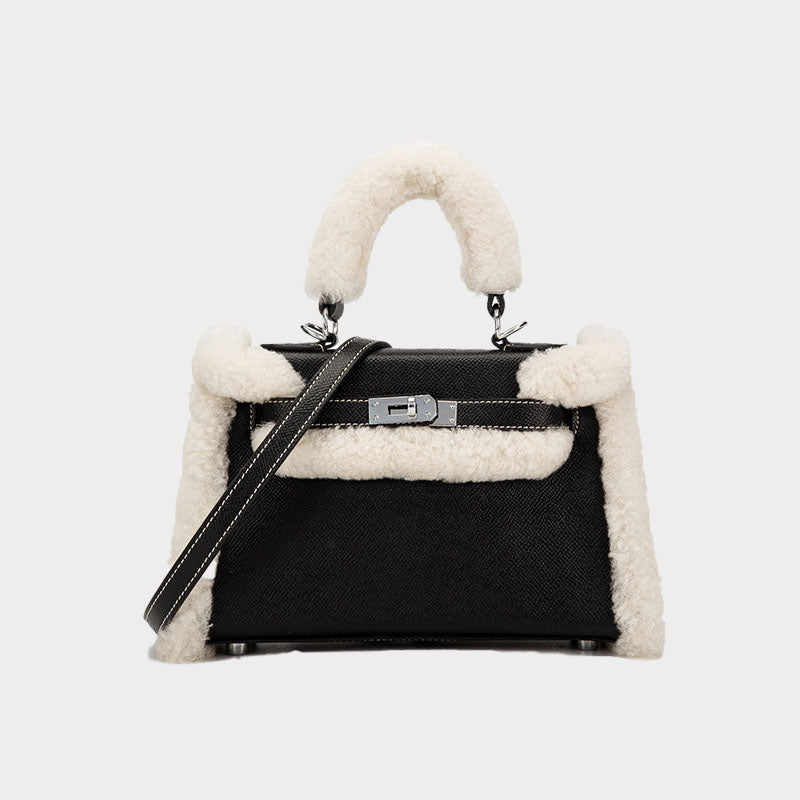Women's Furry Crossbody Handbags with Lock