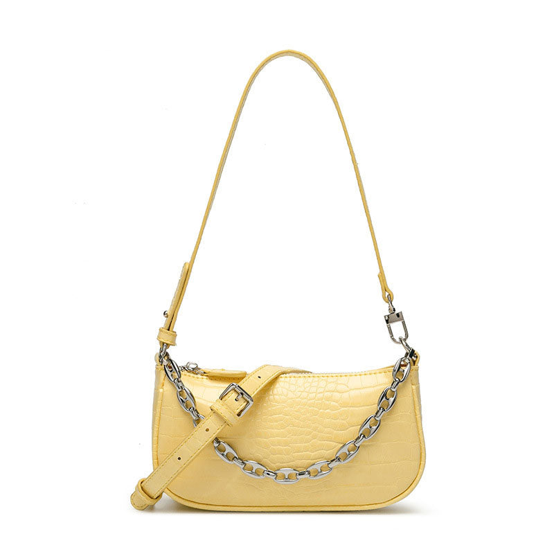 Women's Croc Print Baguette Bags with Chains