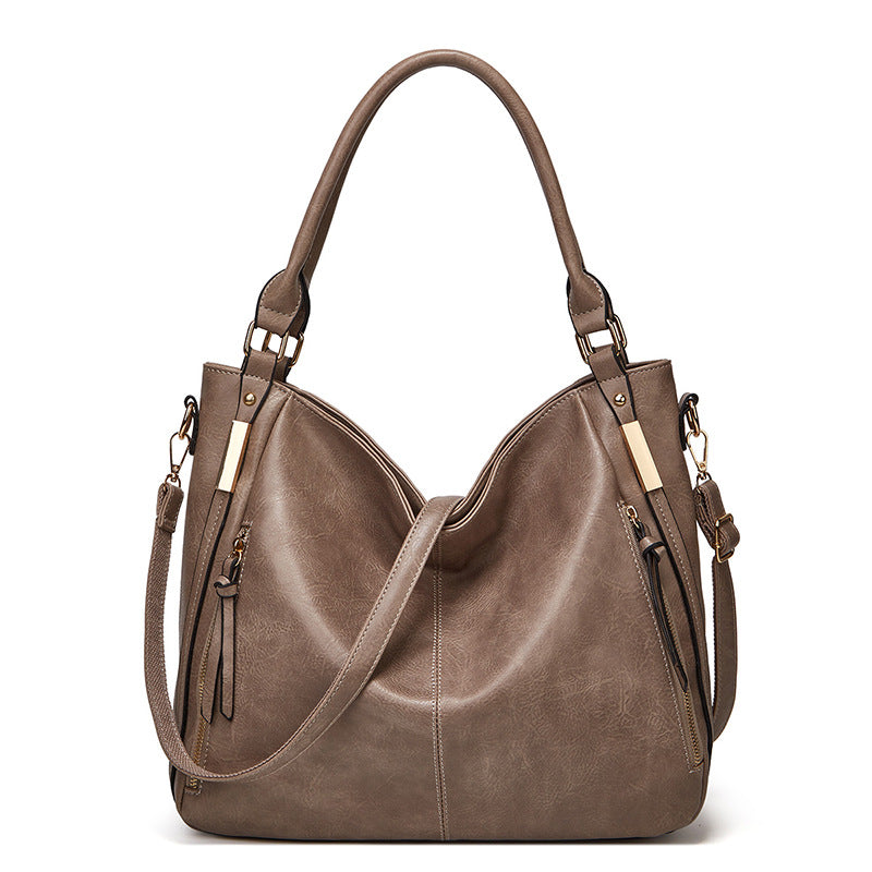 Women's Stitching Vintage Hobo Tote Bags in Soft Vegan Leather - ROMY TISA