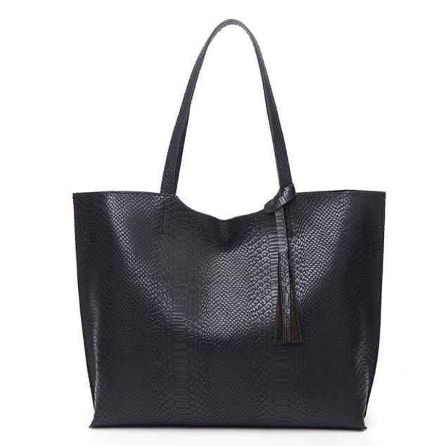 Women's Tote Bags in Brown Python Vegan Leather